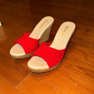 Refresh Red and Tan Wedge Shoes
